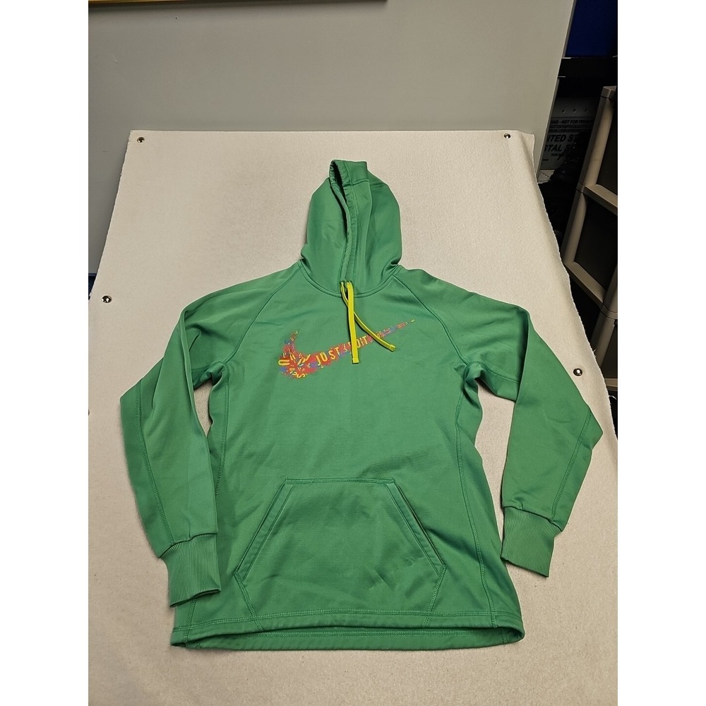 Nike Therma-FIT Green Hoodie Just Do It Graphic Pullover Mens Medium Sweatshirt